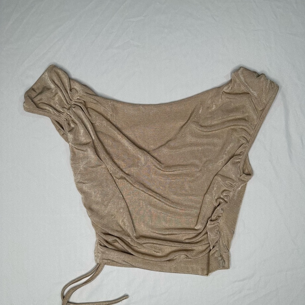 SHEIN Tan Ruched Crop Top